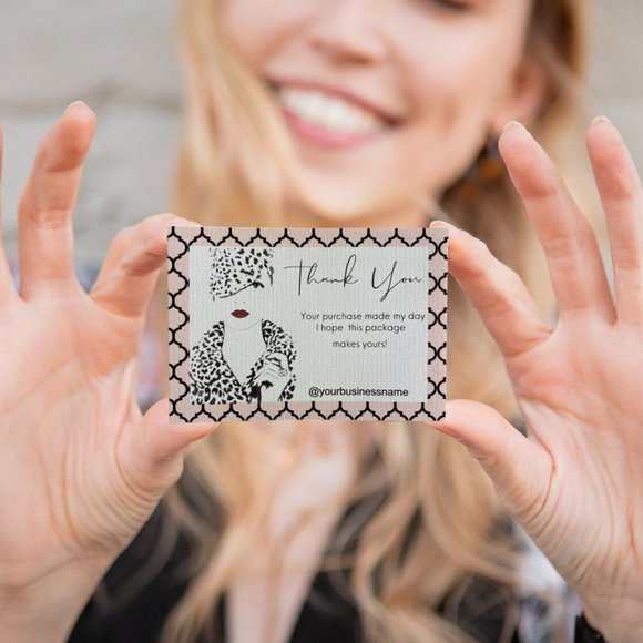 Thank You For Your Purchase Feminine Card / Thank You Packaging Card - Picture 2 of 11